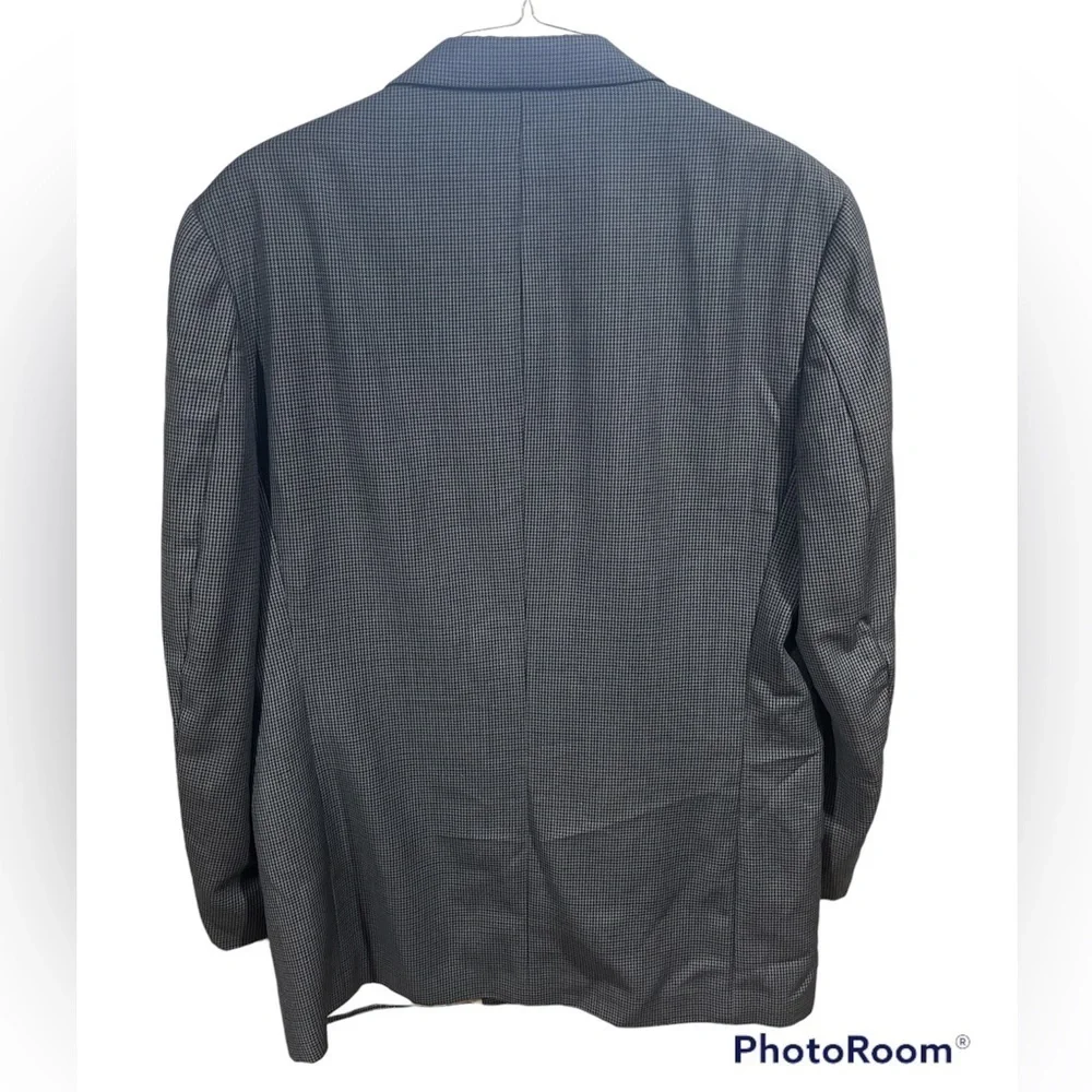 Nautica Wool 3 Button‎ Gray Blue Black Houndstooth Sport Coat Jacket Blazer 42R